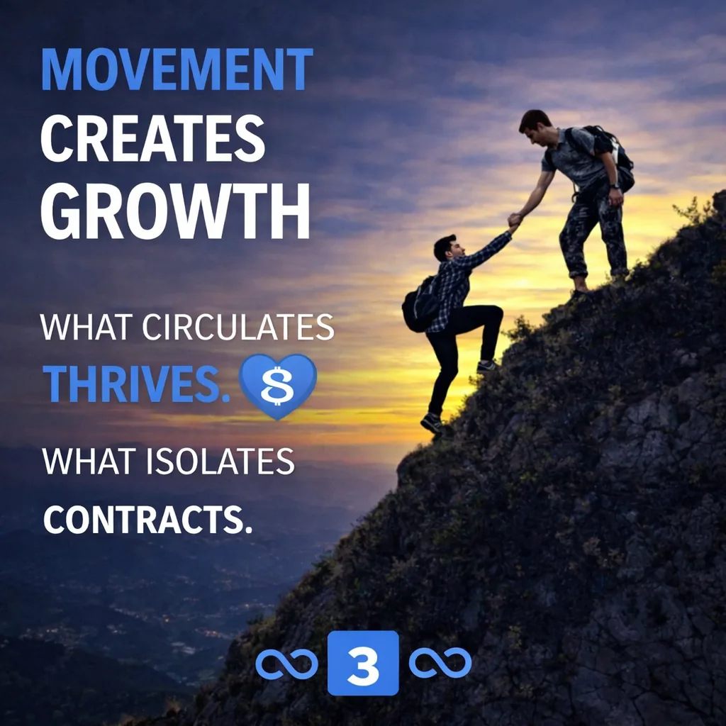Movement Creates Growth. What circulates thrives. What isolates contracts.